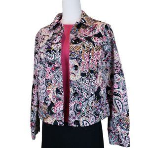 Charter Club Paisley Print Cropped Fitted Cotton Jacket M